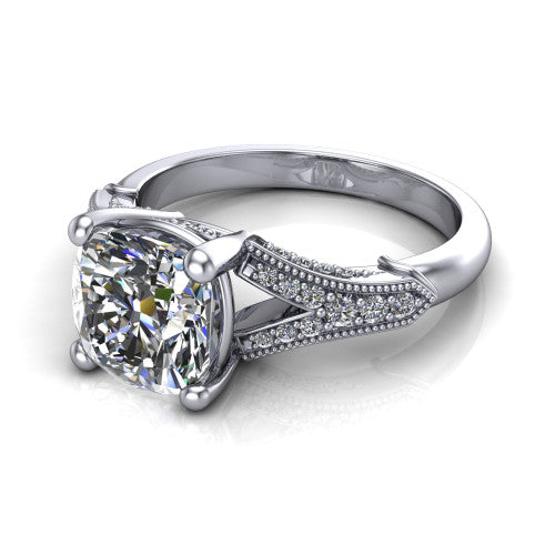 cushion diamond solitaire ring, platinum