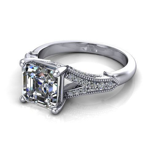 square emerald solitaire ring, 14k white gold