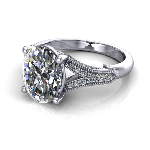 oval diamond solitaire ring, 14k white gold
