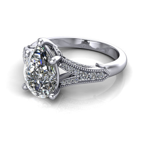 pear diamond solitaire ring, 14k white gold