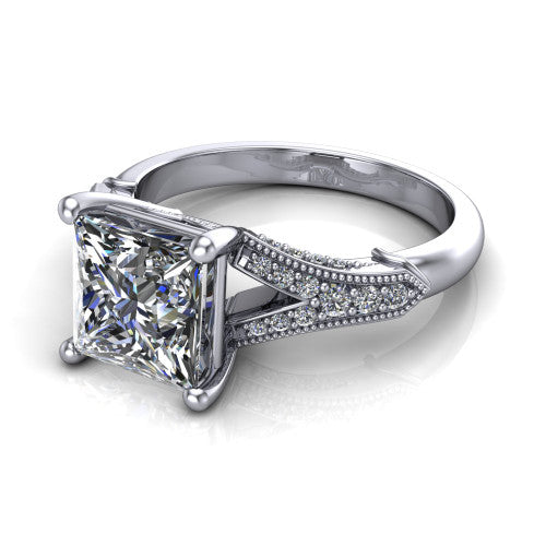 princess diamond solitaire ring, 14k white gold