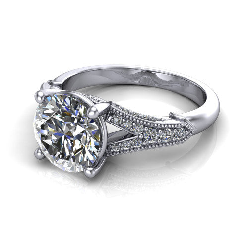 round diamond solitaire ring, 18k white gold
