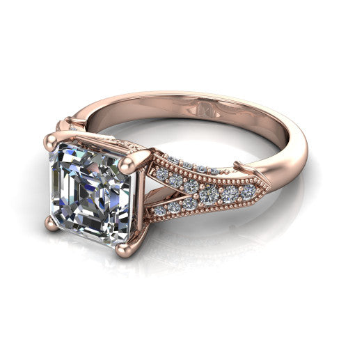 square emerald solitaire ring, 14k rose gold