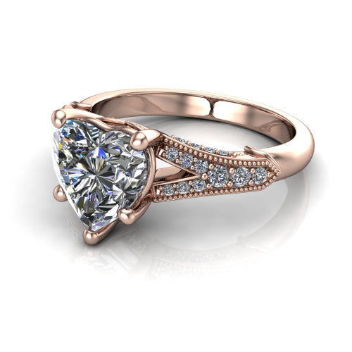 heart diamond solitaire ring, 18k rose gold