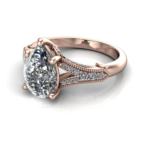 pear diamond solitaire ring, 18k rose gold