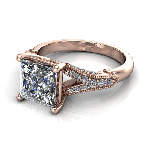princess diamond solitaire ring, 18k rose gold