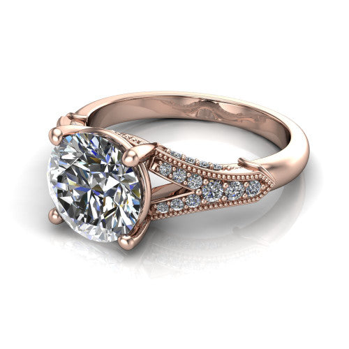round diamond solitaire ring, 14k rose gold