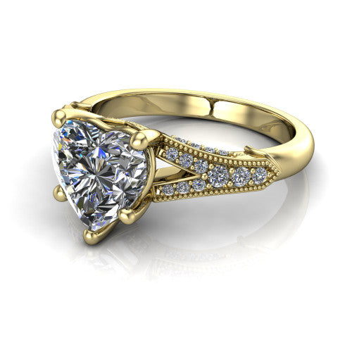 heart diamond solitaire ring, 18k yellow gold