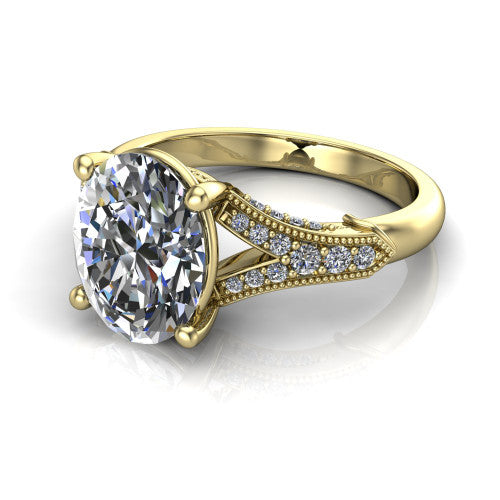 oval diamond solitaire ring, 14k yellow gold