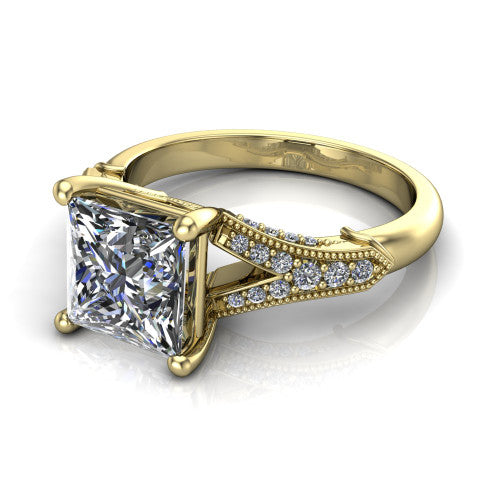 princess diamond solitaire ring, 14k yellow gold