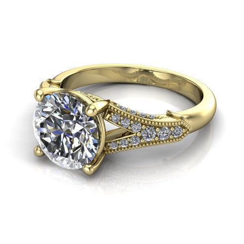 round diamond solitaire ring, 14k yellow gold