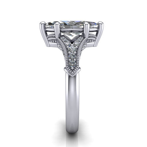 marquise diamond solitaire ring, 18k white gold