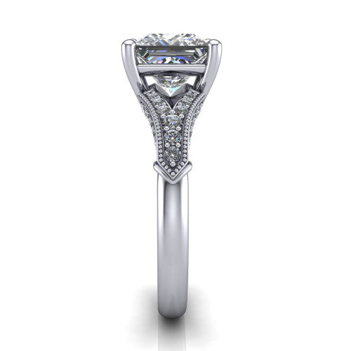 princess diamond solitaire ring, 18k white gold