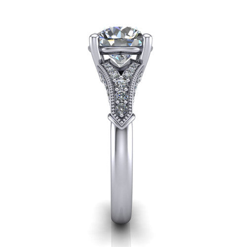 round diamond solitaire ring, 14k white gold