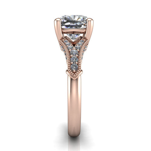 cushion diamond solitaire ring, 14k rose gold