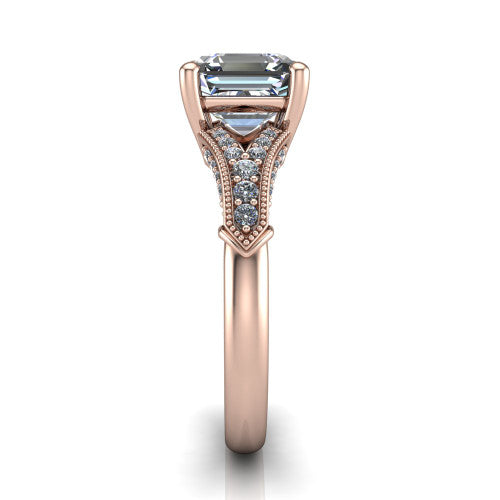 square emerald solitaire ring, 14k rose gold