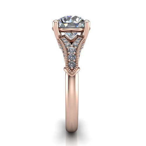 round diamond solitaire ring, 14k rose gold