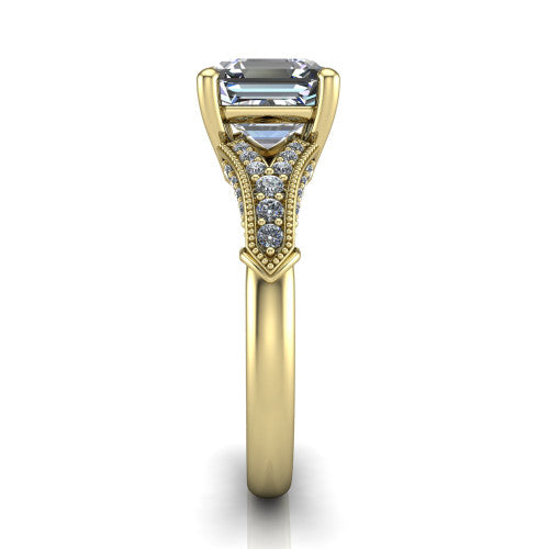 square emerald solitaire ring, 14k yellow gold