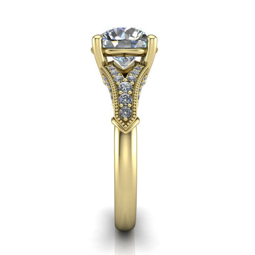 round diamond solitaire ring, 14k yellow gold
