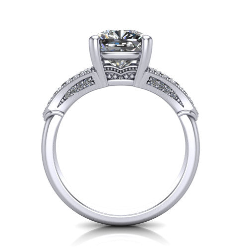 cushion diamond solitaire ring, 14k white gold