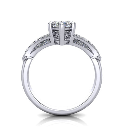 marquise diamond solitaire ring, 18k white gold