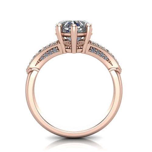 heart diamond solitaire ring, 14k rose gold