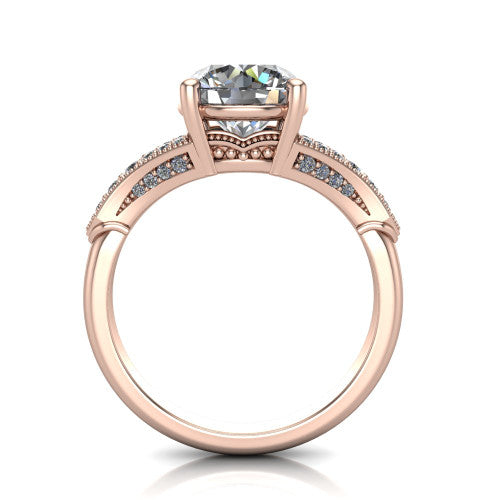 round diamond solitaire ring, 14k rose gold