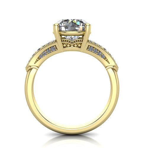 round diamond solitaire ring, 14k yellow gold