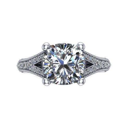 cushion diamond solitaire ring, 14k white gold