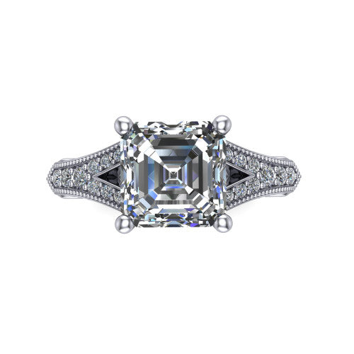 square emerald solitaire ring, 14k white gold