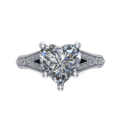 heart diamond solitaire ring, platinum