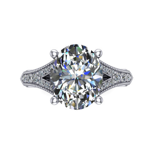 oval diamond solitaire ring, 14k white gold