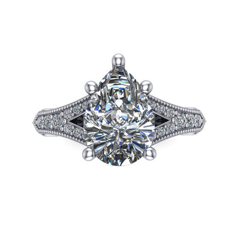 pear diamond solitaire ring, 14k white gold