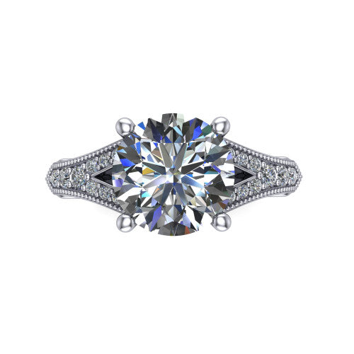 round diamond solitaire ring, 14k white gold