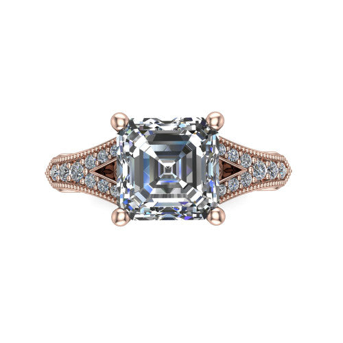 square emerald solitaire ring, 18k rose gold