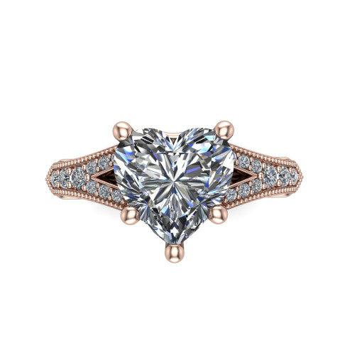 heart diamond solitaire ring, 14k rose gold