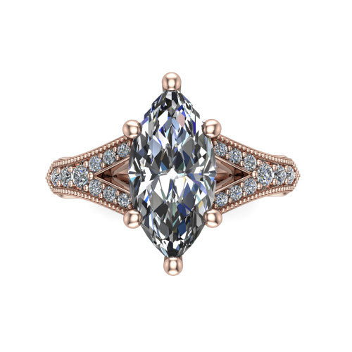 marquise diamond solitaire ring, 14k rose gold
