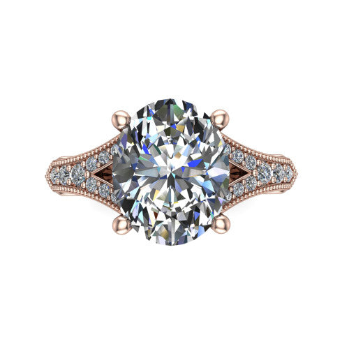 oval diamond solitaire ring, 18k rose gold