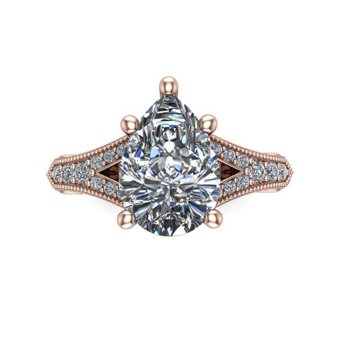 pear diamond solitaire ring, 18k rose gold