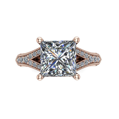 princess diamond solitaire ring, 14k rose gold
