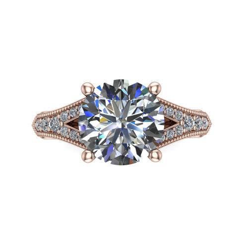 round diamond solitaire ring, 14k rose gold