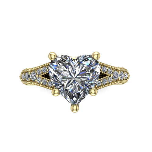 heart diamond solitaire ring, 18k yellow gold