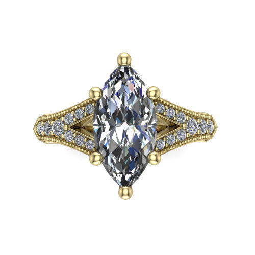 marquise diamond solitaire ring, 14k yellow gold