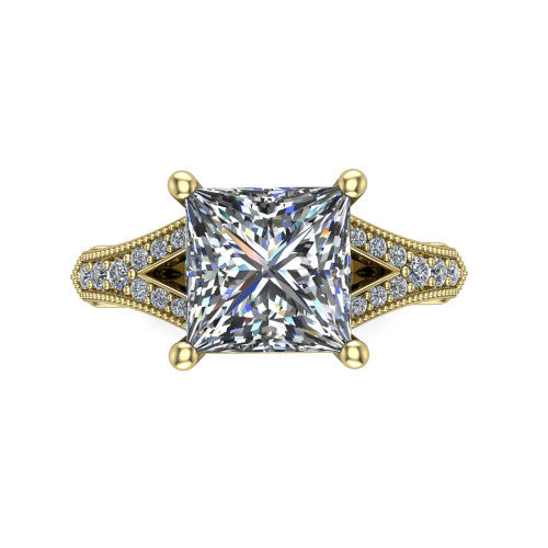princess diamond solitaire ring, 18k yellow gold