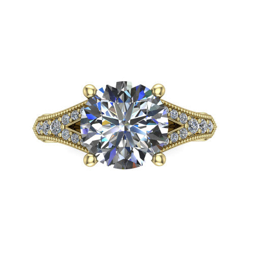 round diamond solitaire ring, 18k yellow gold