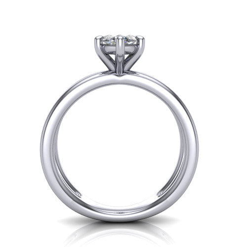 Rain marquise classic engagement ring in 14K White Gold, through-finger front profile showing the double-claw head and split band from the front