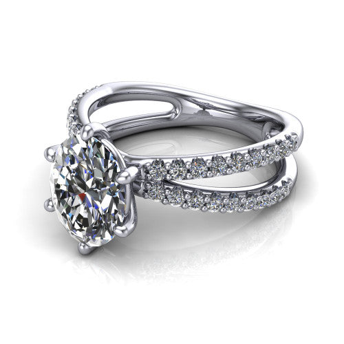 Stormy Oval Shape Classic Engagement Ring in Platinum