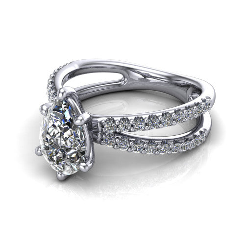Stormy Pear Shape Classic Engagement Ring in 14K White Gold