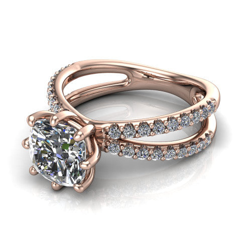 Stormy Cushion Shape Classic Engagement Ring in 14K Rose Gold