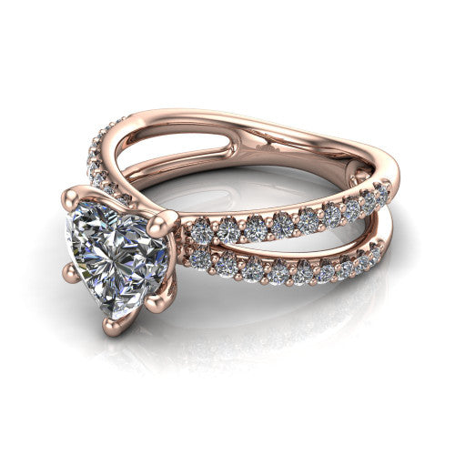 Stormy Heart Shape Classic Engagement Ring in 14K Rose Gold